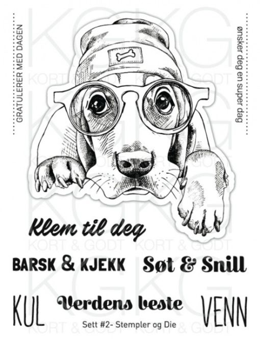 Hovedbilde Kort & Godt - Stempel og Die - Sett # 2 - Hund med lue