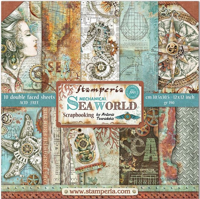Hovedbilde Stamperia - 12x12 Paper Pack -  64 - Sea World
