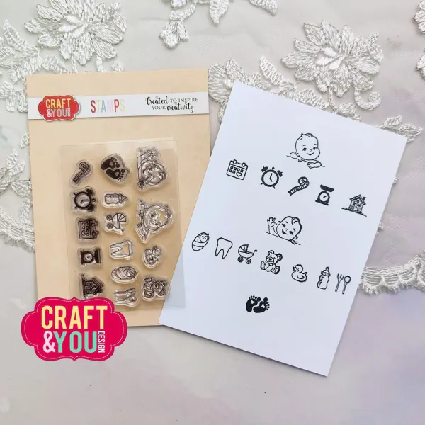Craft & You - Clearstamps - CS046 - Birth Certificates Set