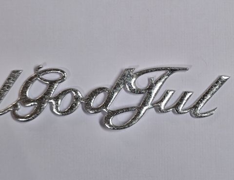 Hovedbilde  God Jul i tekstil - m lim - 73 x 25mm - Sølv - *pris pr god jul