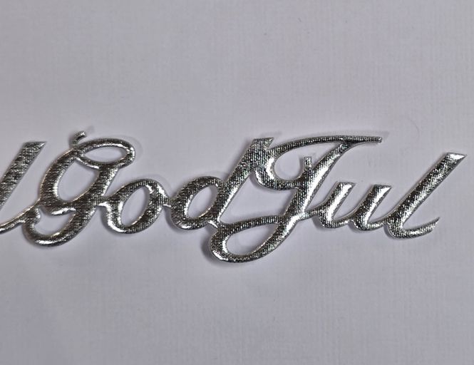 Hovedbilde  God Jul i tekstil - m lim - 73 x 25mm - Sølv - *pris pr god jul