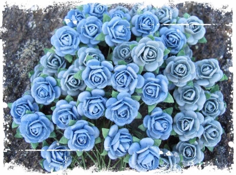 Papirdesign - Roser - 1,0cm - Vintage blå