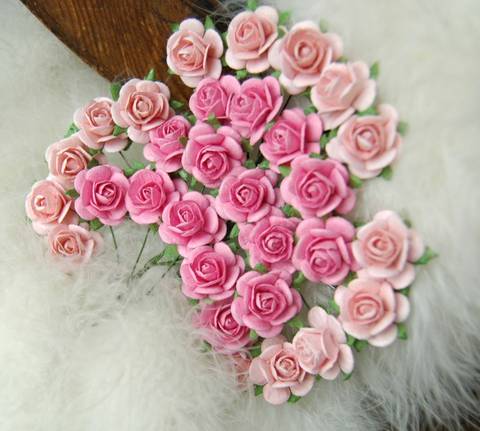 Hovedbilde Papirdesign - Roser - 1,8cm - Rosa og lys rosa