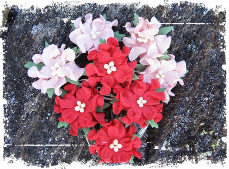Papirdesign - Gardenia, små - Sommerrød