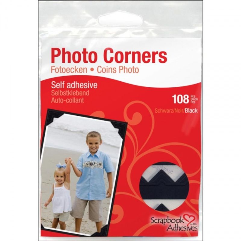 Scrapbook Adhesives - Photo Corners Self-Adhesive - Black