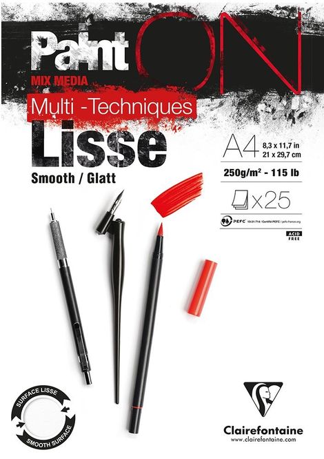 Hovedbilde Clairefontaine - PaintON Mix Media paper 250g - Smooth - A4 25pk
