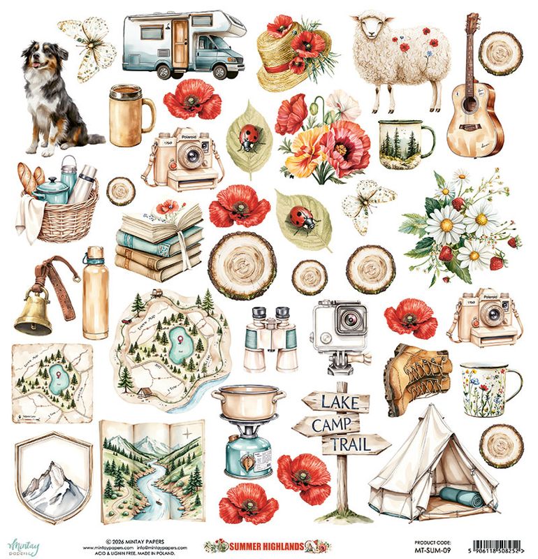 Mintay - SUM - 12x12 - Summer Highlands - 09 - Die-Cut Sheet - Elements