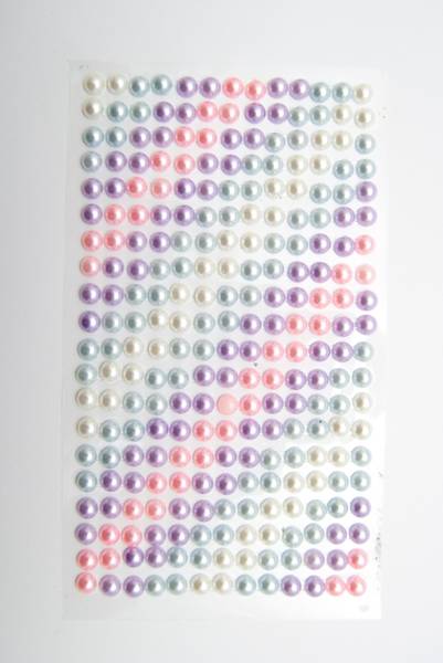 Kort & Godt - Stickers - ST-167 - Perle - 6mm - Krem/blå/lilla/rosa