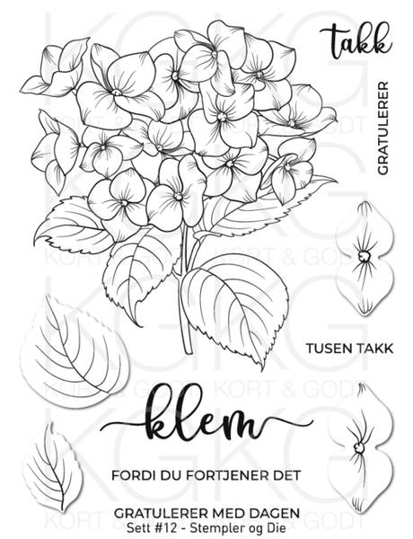 Kort & Godt - Stempel og Die - Sett #12 - Hortensia