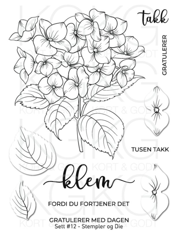 Kort & Godt - Stempel og Die - Sett #12 - Hortensia