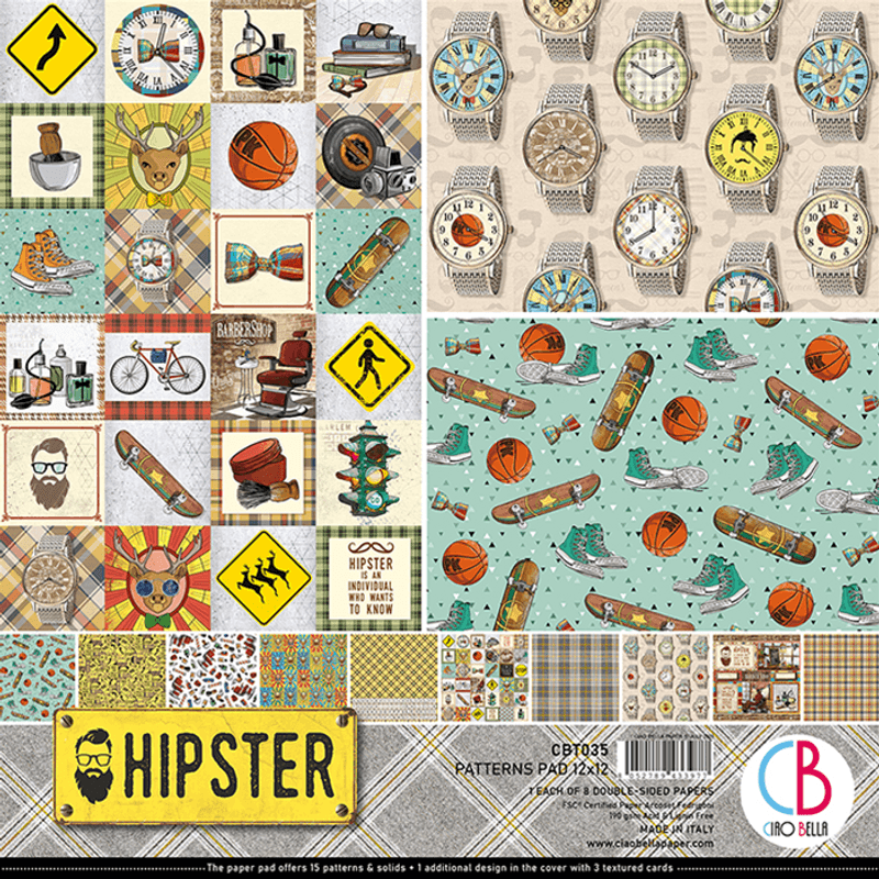 Ciao Bella - 035 - 12x12 Patterns Pad - Hipster - 8pk