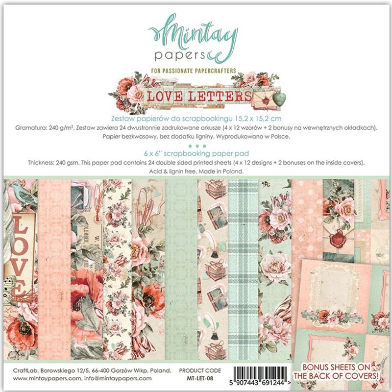 Mintay - LET - 6x6 Paper Pad - Love Letters