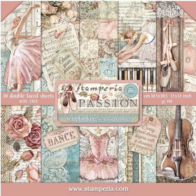 Hovedbilde Stamperia - 12x12 Paper Pack -  84 - Passion