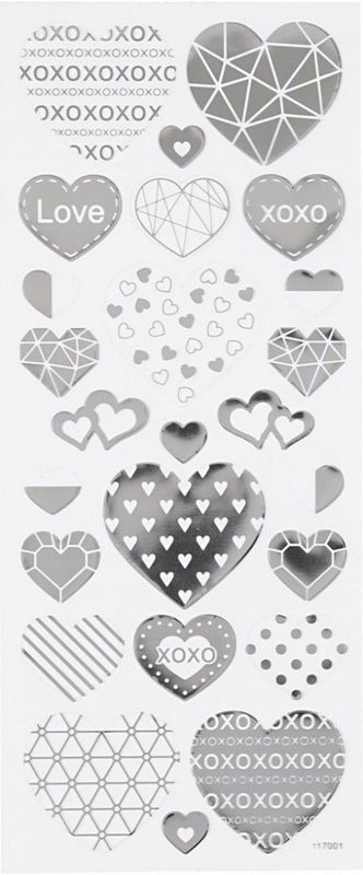 Creotime - Stickers - 29140 - Silver - Hearts