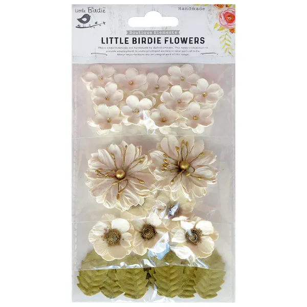 Little Birdie - Handmade Flowers - Renae - Moon Light - 27 stk