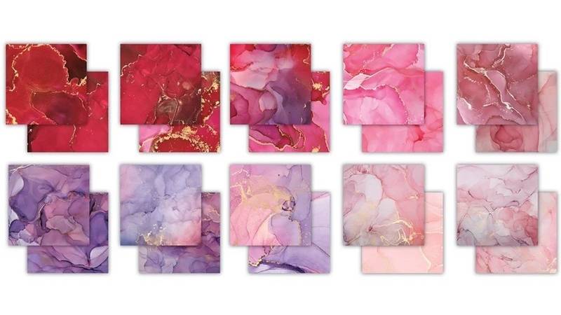 Craft Consortium - 12x12 Essential Paper Pad - Ink Drops Rose