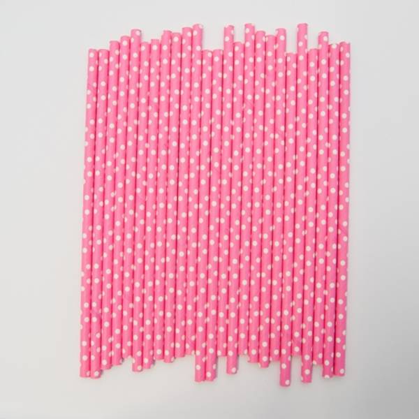 Kort & Godt - Sugerør - XG213 - rosa-hvit prikker 