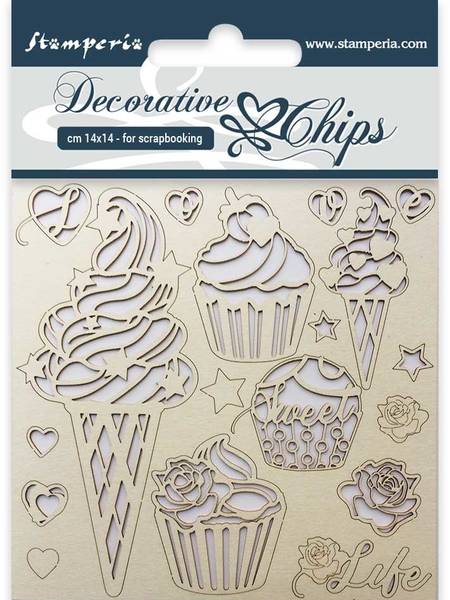 Stamperia - Chipboard Decorative Chips - 14 - Ice Cream