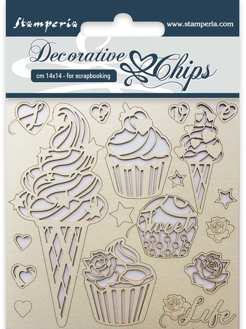 Hovedbilde Stamperia - Chipboard Decorative Chips - 14 - Ice Cream