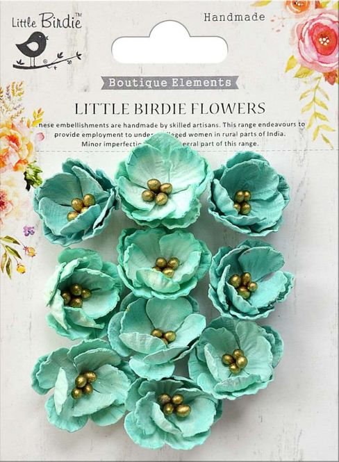 Hovedbilde Little Birdie - Handmade Flowers - Embossed Daisies - Arctic Ice - 10 stk
