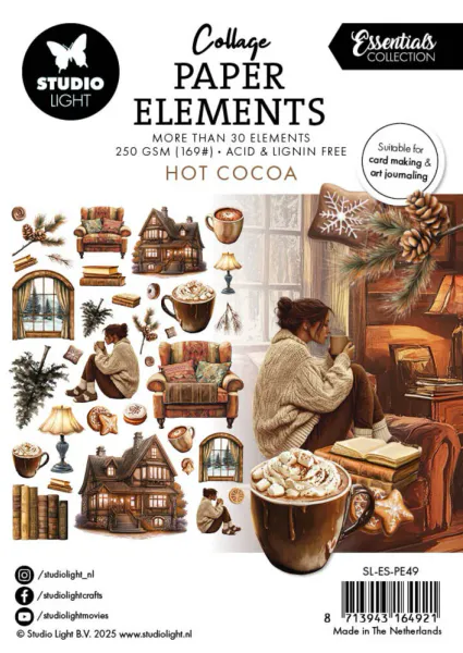 Studio Light - PE49 - Collage Paper Elements - Hot Cocoa - 35 pcs