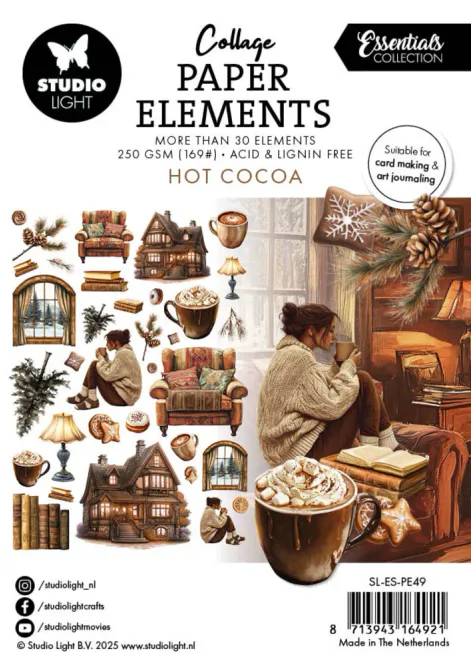 Hovedbilde Studio Light - PE49 - Collage Paper Elements - Hot Cocoa - 35 pcs