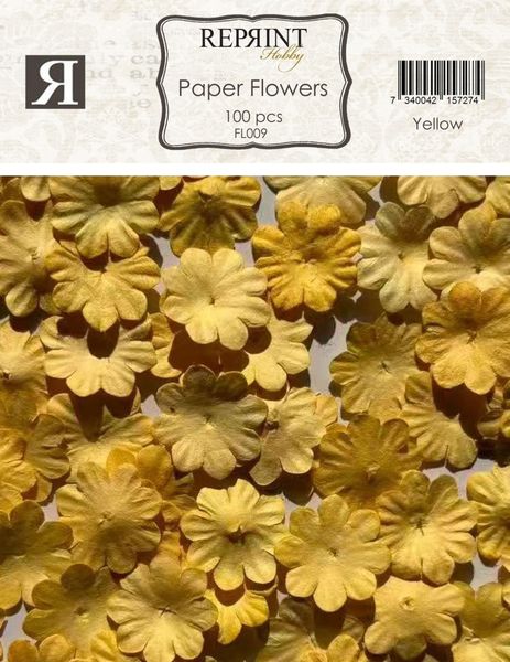 Reprint - FL009 - Mini Paper Flowers - 20mm - Gul - 100stk