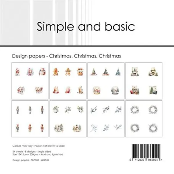 Simple and basic - SBP536 - Paper Pack - 15x15cm - Christmas, Ch