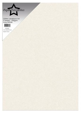 Hovedbilde Paper Favourites - A4 - Glitter Cardstock - 202 - Ivory/White - 5pk