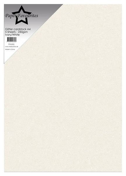 Paper Favourites - A4 - Glitter Cardstock - 202 - Ivory/White - 5pk