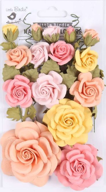 Hovedbilde Little Birdie - Handmade Flowers - Annis - Sunny Rose - 21 stk