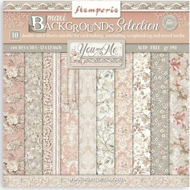 Hovedbilde Stamperia - 12x12 Paper Pack - 114 - Maxi Background You and Me