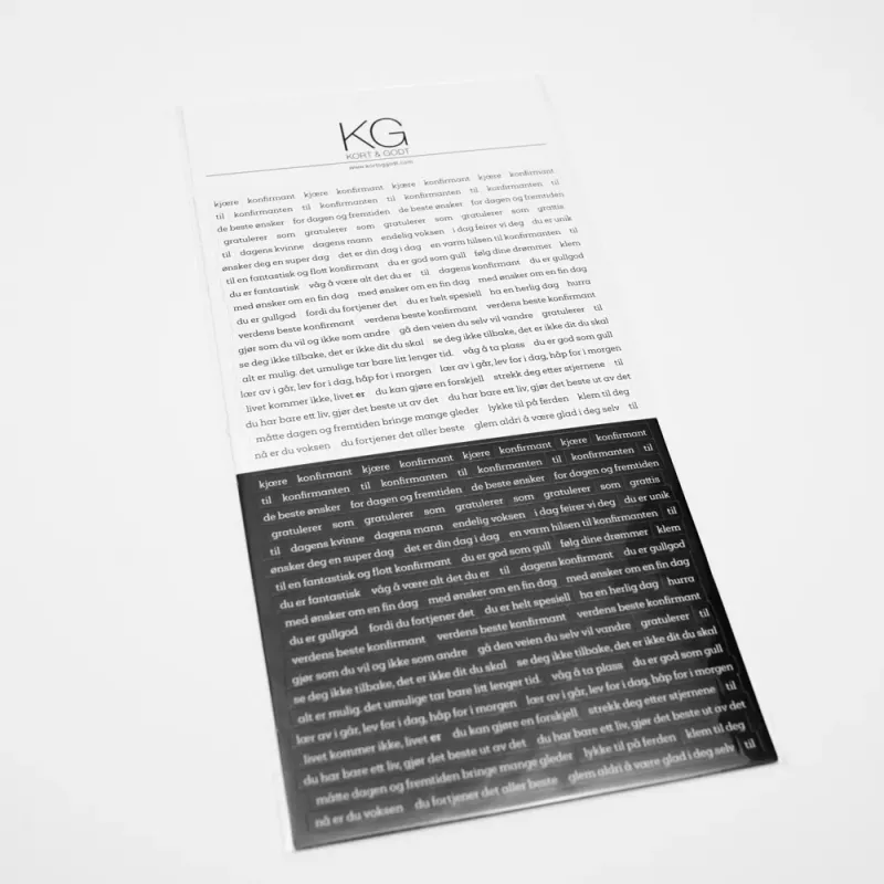 Kort & Godt - Stickers - ST1017 - Konfirmant - Hvit og sort