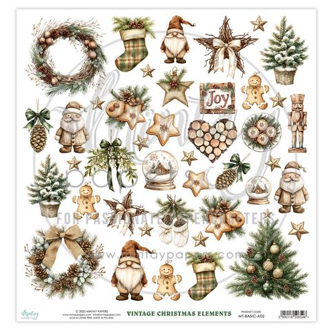 Hovedbilde Mintay - 12x12 - Basic Elements - A02 - Rustic Christmas - Fussy Cut Sheet