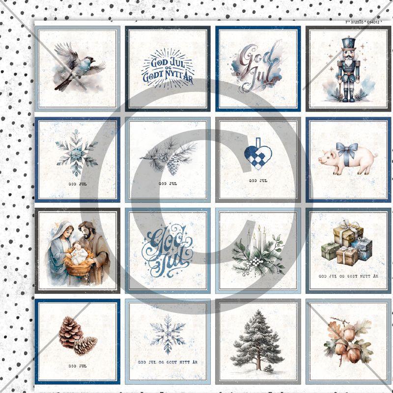 Papirdesign - 12x12 - PD 1401 - Vintertiden - Juleminne, blå