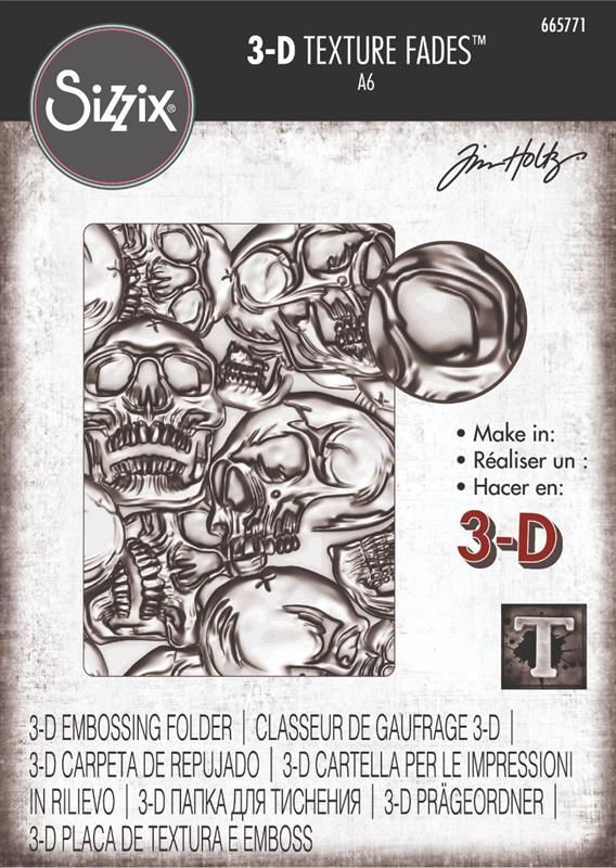 Sizzix - 665771 - 3-D Texture Fades - A6 - Skulls