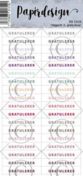 Papirdesign - Klistremerker - 1319 - Gratulerer, fargerik 2