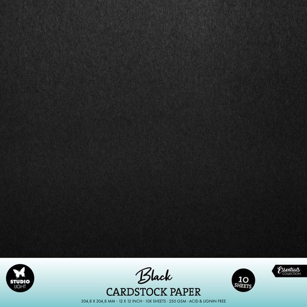 Studio Light - PS48 - Black Cardstock - 12x12 - 250g - 10pk