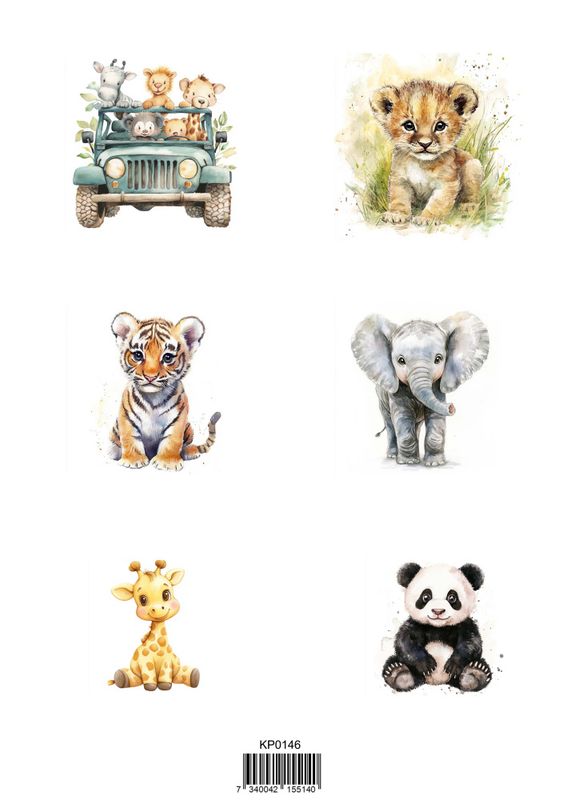 Reprint -  KP0146 - A4 Klippeark - Wild Animals