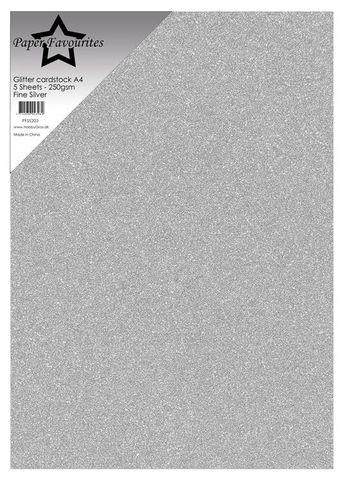 Hovedbilde Paper Favourites - A4 - Glitter Cardstock - 203 - Fine Silver - 5pk