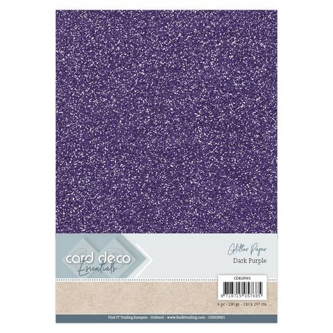 Hovedbilde Find it - Card Deco - A4 - Glitter Paper - 001 - Dark Purple - 6pk