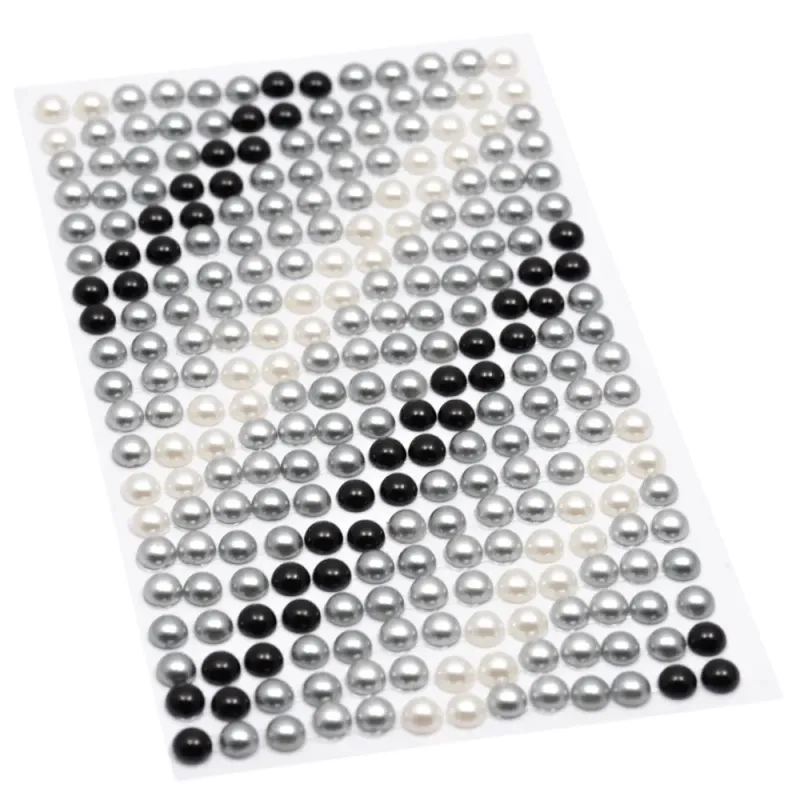 Kort & Godt - Stickers - ST204 - Perle 6mm - Sort/grå/lysgrå/hvit
