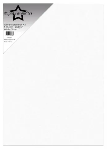 Hovedbilde Paper Favourites - A4 - Glitter Cardstock - 201 - White/Silver (High flash) - 5pk