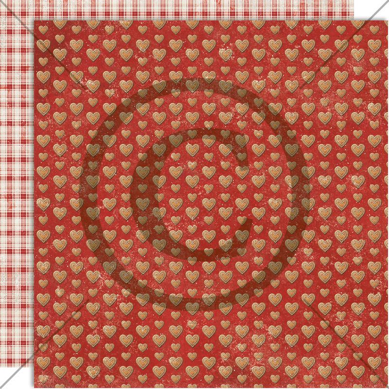 Papirdesign - 12x12 - PD 1717 - Juleminner - Pepperkakehjerter