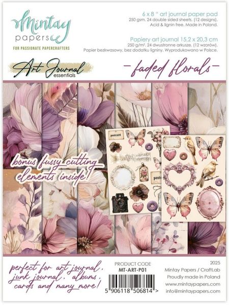 Mintay - 6x8 paper pad - Art journal - P01 - Faded Florals