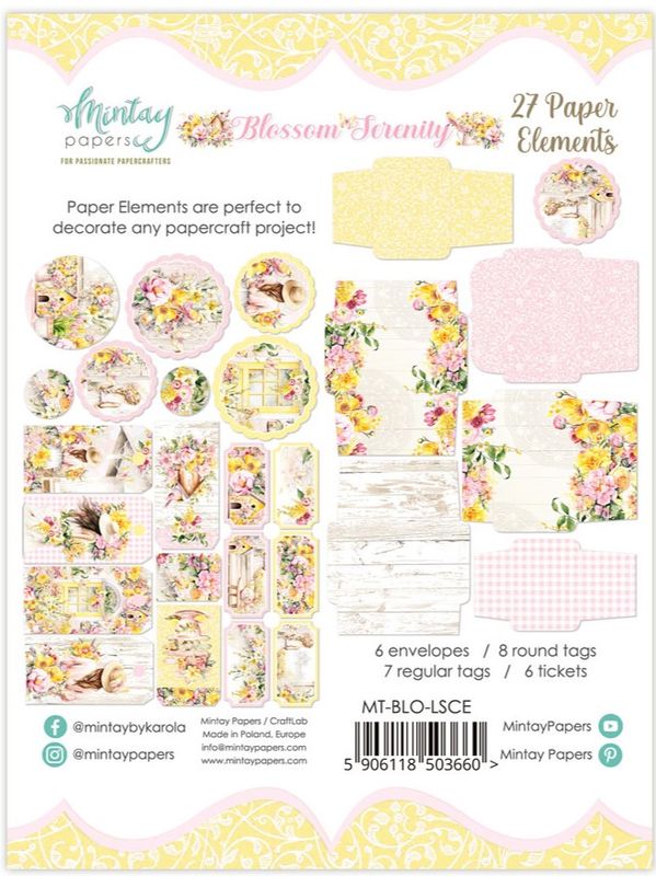 Mintay - BLO - Blossom Serenity - Paper Elements - 27 pcs