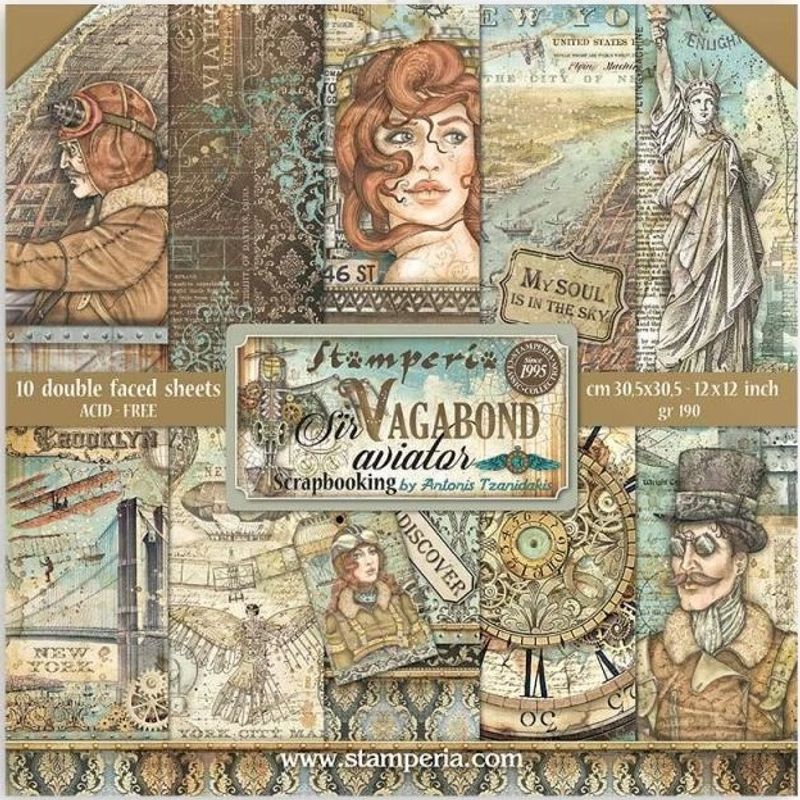 Stamperia - 12x12 Paper Pack - 112 - Sir Vagabond Aviator