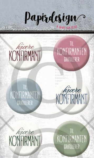 Papirdesign - Buttons - 1633 - konfirmant 1, rosa