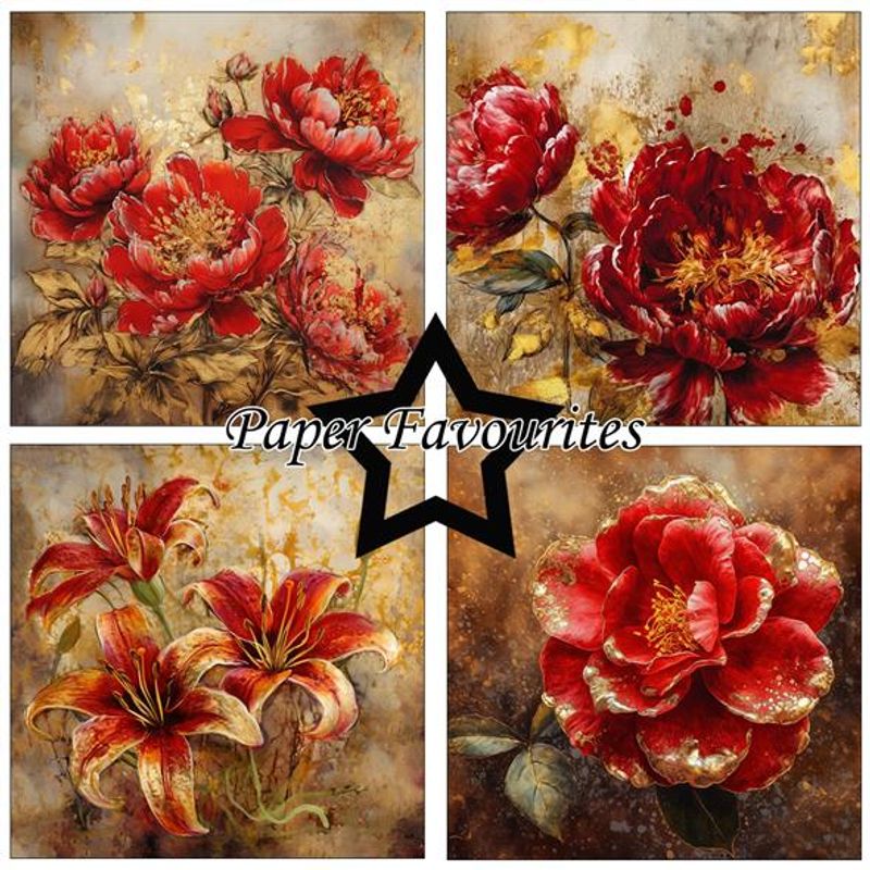 Paper Favourites - 6x6 Paper Pad - PF278 - Red and Gold