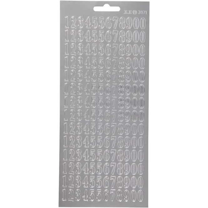 Hovedbilde Creotime - Outline stickers - 170229 - Tall 0-9 - Sølv